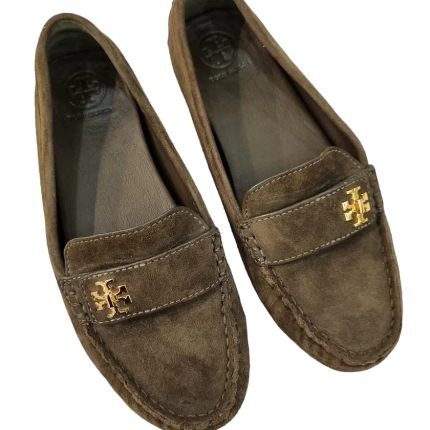 Sapato Mocassim Tory Burch Camurça Verde Militar
