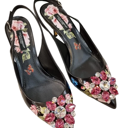 Sapato Scarpin Dolce & Gabbana Preto com Flores