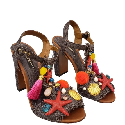 Sandália Dolce & Gabbana Cortiça com Charms Frutos do Mar