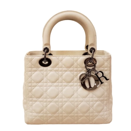 Bolsa Christian Dior Lady Dior Cannage Média Off White